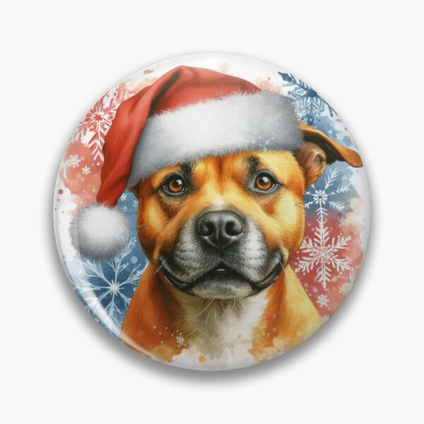Item preview, Golden Staffy Wearing a Santa Hat at Christmas Colorful Watercolor designed and sold by MaedK.