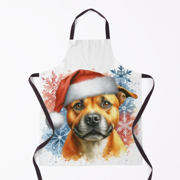 Item preview, Golden Staffy Wearing a Santa Hat at Christmas Colorful Watercolor designed and sold by MaedK.