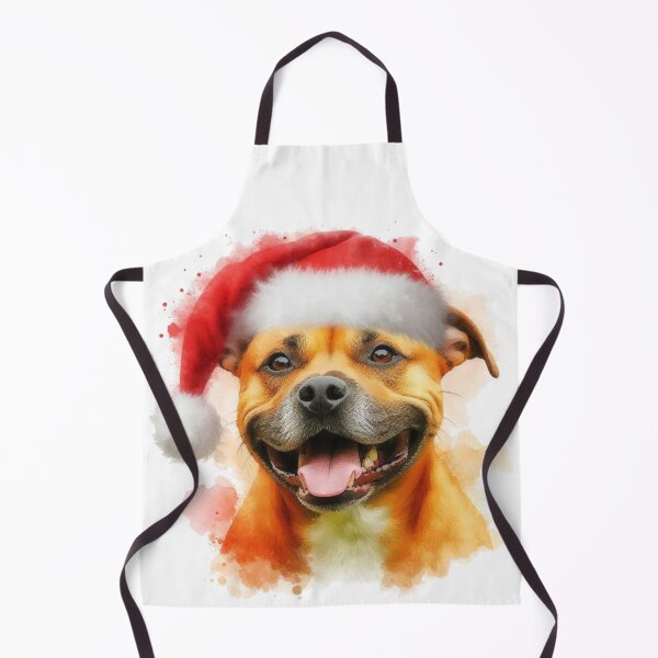 Item preview, Golden Staffy Wearing a Santa Hat at Christmas Colorful Watercolor designed and sold by MaedK.