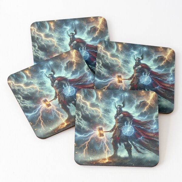 Item preview, Thor Viking with Mjölnir Norse Mythology Wall Art Lightning God Decor Nordic Warrior Epic Wall Hanging for Fans designed and sold by AnalajiaDesigns.
