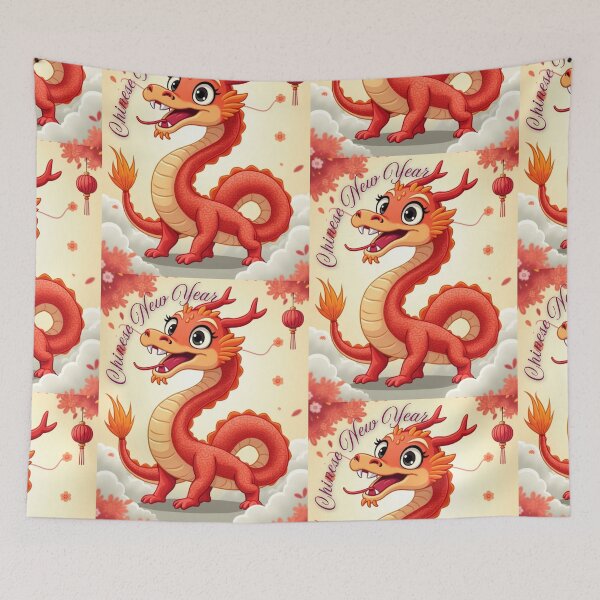 Item preview, Fortune Blossoms: Chinese New Year 2025 - Wooden Snake & Red Dragon Luck designed and sold by InspiredCreatives.