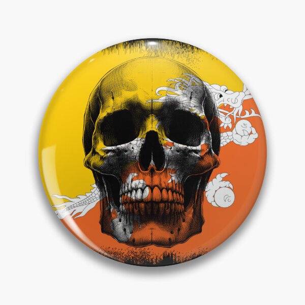 Item preview, BHUTAN SKULL FLAG NATION RAREART COUNTRY HALLOWEEN #ogirdor designed and sold by ogirdorgraphics.