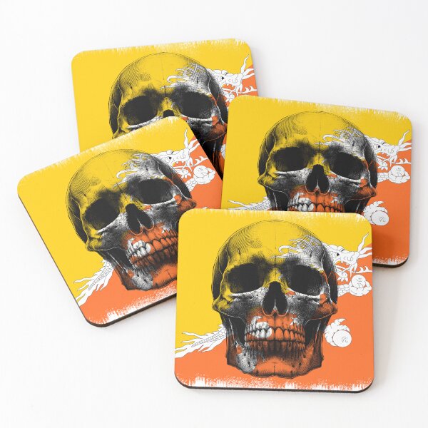 Item preview, BHUTAN SKULL FLAG NATION RAREART COUNTRY HALLOWEEN #ogirdor designed and sold by ogirdorgraphics.