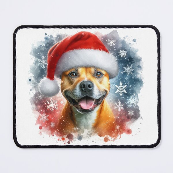 Item preview, Golden Staffy Wearing a Santa Hat at Christmas Colorful Watercolor designed and sold by MaedK.