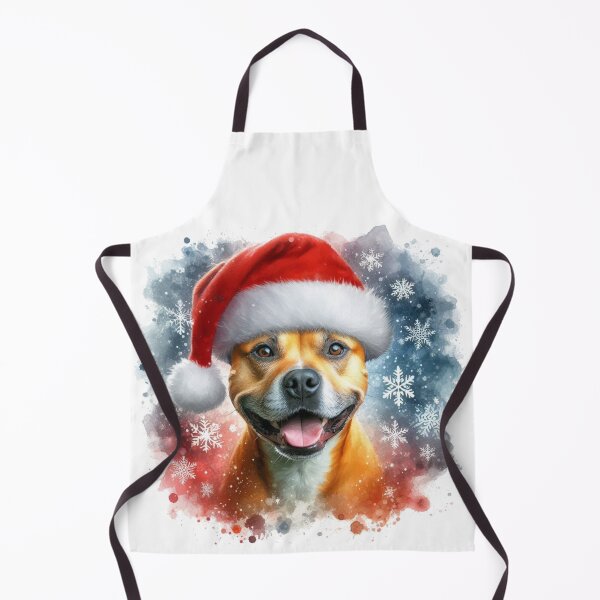 Item preview, Golden Staffy Wearing a Santa Hat at Christmas Colorful Watercolor designed and sold by MaedK.