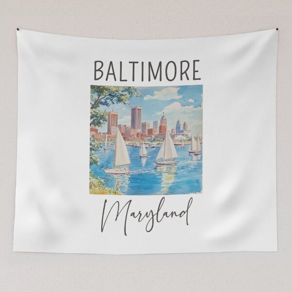 Item preview, A Watercolor Design of Baltimore - Maryland - United States  designed and sold by Sketch-Shack.