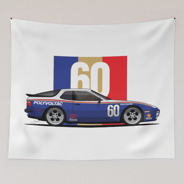 Item preview, Porsche 944 turbo Rothman retro Race Car Illustration designed and sold by blackdogshop.