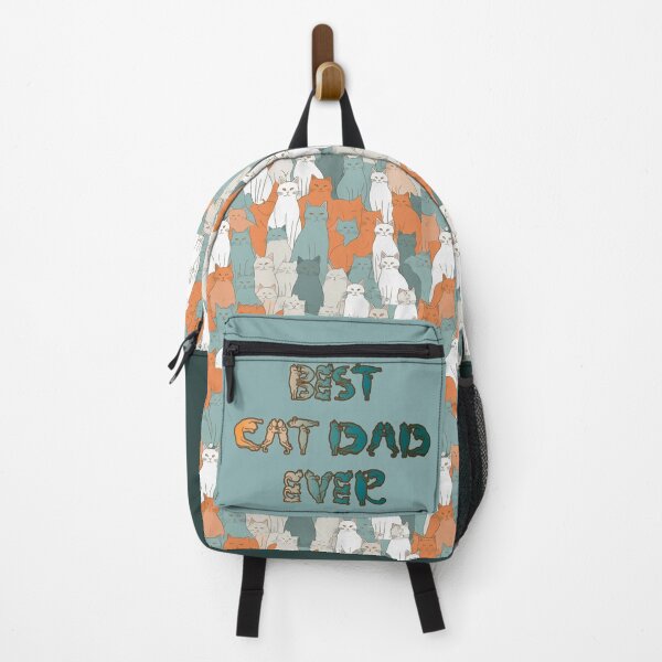 Item preview, Best Cat Dad Ever (orange and blue-green gradient, multi-cat background) designed and sold by Kataverse.
