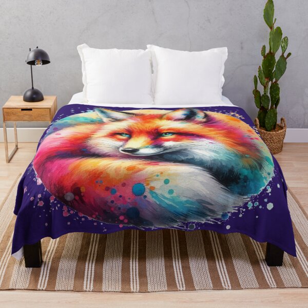 Item preview, Cute Fox Colorful Watercolor Portrait designed and sold by MaedK.