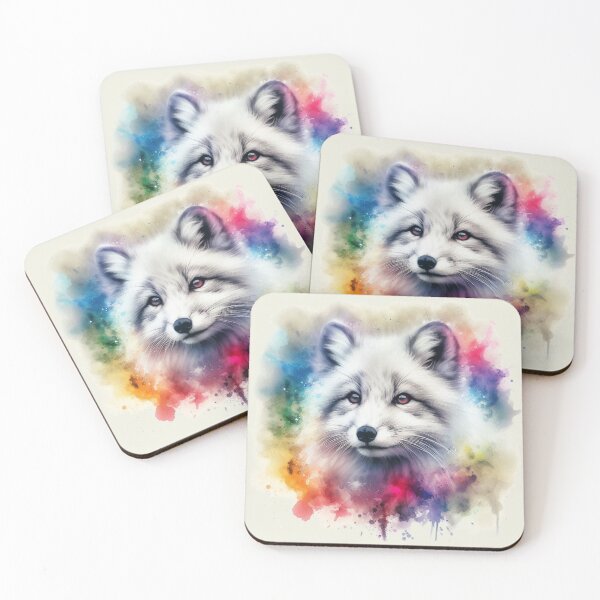 Item preview, Cute Artic Fox Colorful Watercolor Portrait designed and sold by MaedK.