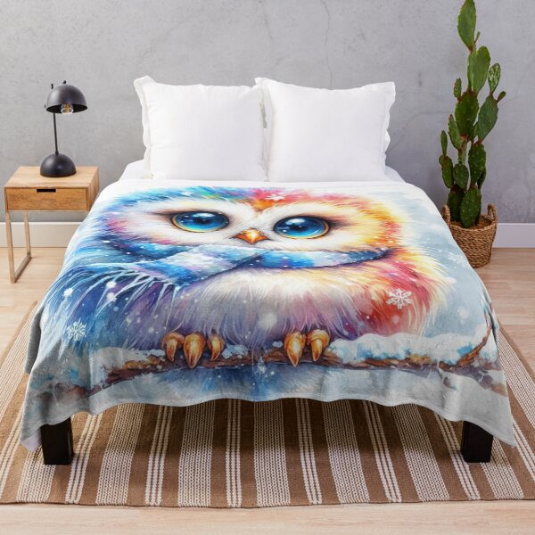 Item preview, Cute Adorable Colorful Winter Owl Watercolor designed and sold by MaedK.