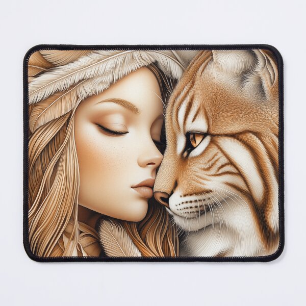 Item preview, Woman and Lynx designed and sold by PetsArt.