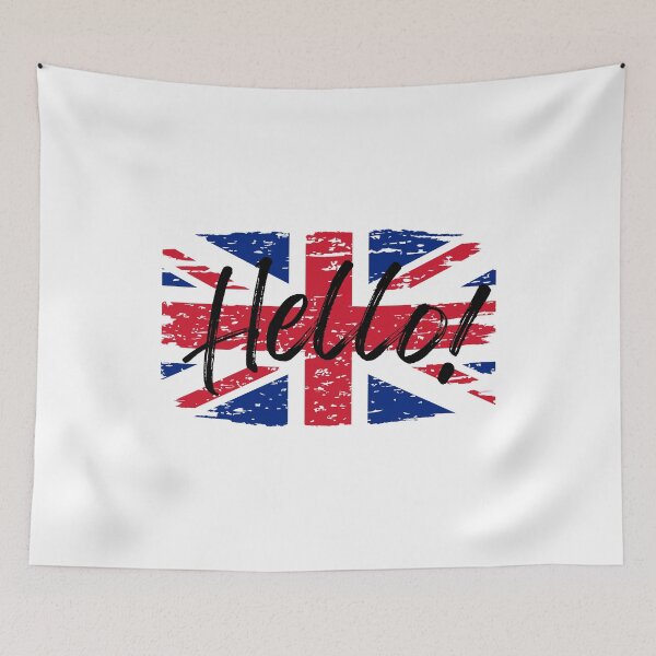 Item preview, Great Britain flag with inscription "Hello" designed and sold by ArT-shirtsR.