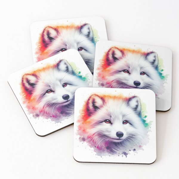 Item preview, Cute Artic Fox Colorful Watercolor Portrait designed and sold by MaedK.