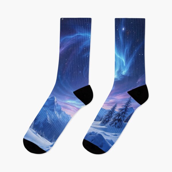 Item preview, Cosmic Plasma and Snowy Peaks - Ethereal Space Landscape Art designed and sold by aiEuroGirls.