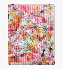 Vinilo o funda para iPad Vintage colorful watercolor floral stripes pattern