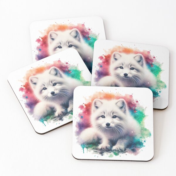 Item preview, Cute Artic Fox Cub Colorful Watercolor Portrait designed and sold by MaedK.