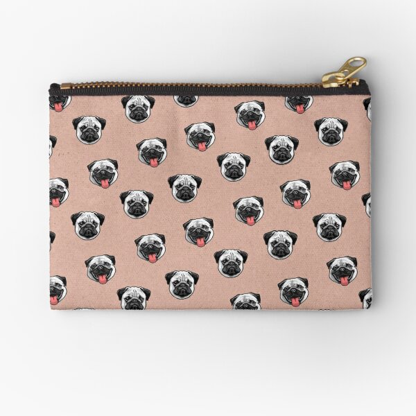 Cute Pug tongue hipster pattern pink Zipper Pouch