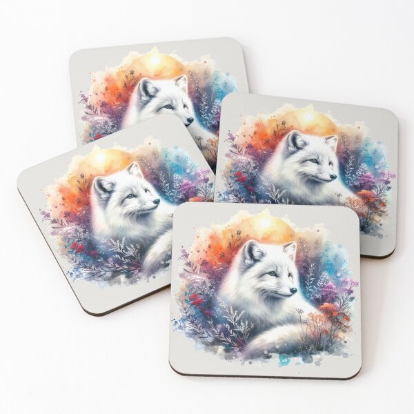 Item preview, Beautiful Artic Fox Colorful Watercolor Portrait designed and sold by MaedK.