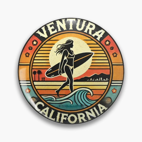 Item preview, Ventura, California - Vintage Surf Girl Design - Retro Inspiration designed and sold by CircinusStore.