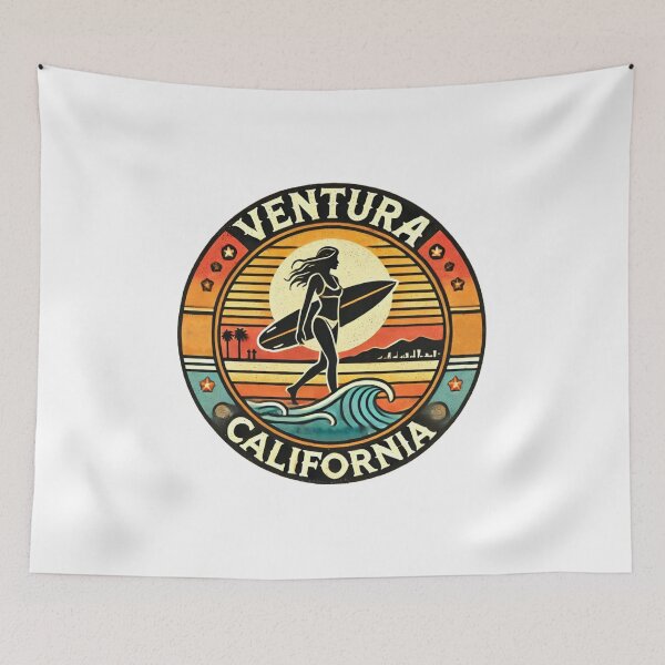 Item preview, Ventura, California - Vintage Surf Girl Design - Retro Inspiration designed and sold by CircinusStore.
