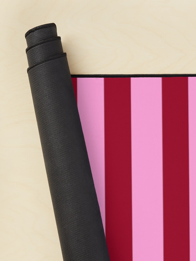 Raspberry Red on Pink Stripes Pattern Mouse Pad