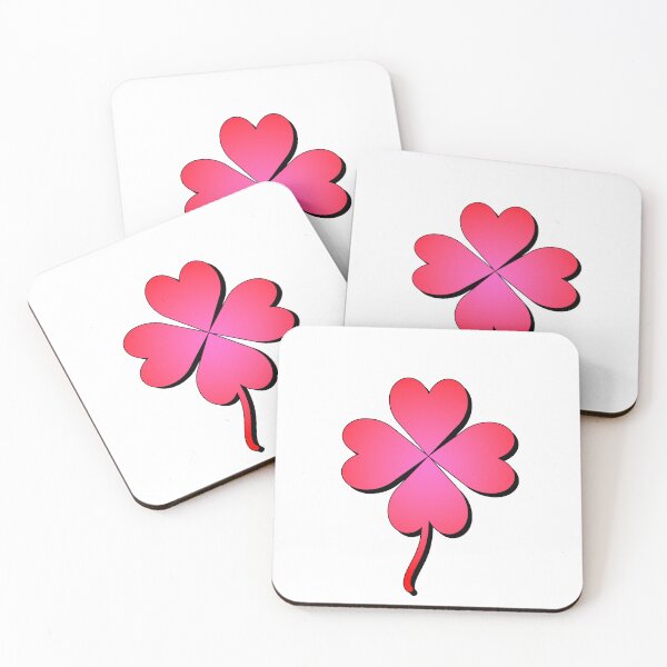 Item preview, Red & Pink Irish 4-Leaf Clover Shamrock designed and sold by Chad K Art.
