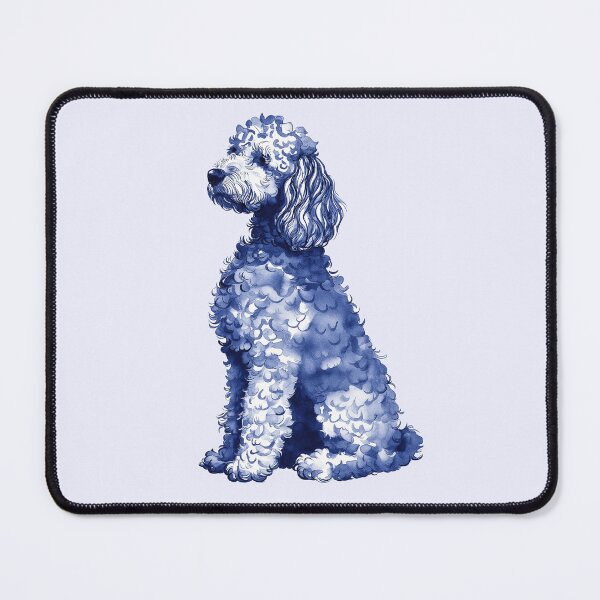 Item preview, Blue Grandmillennial Watercolor Goldendoodle Preppy Dog designed and sold by Creative Brat Design Studio.