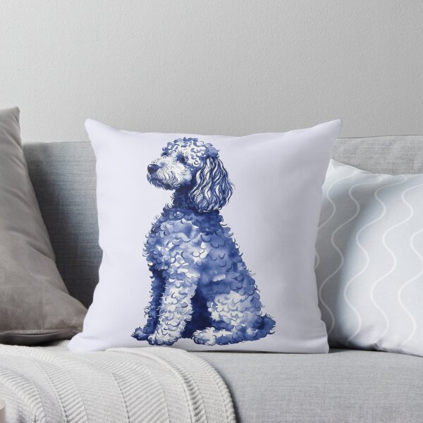 Item preview, Blue Grandmillennial Watercolor Goldendoodle Preppy Dog designed and sold by Creative Brat Design Studio.