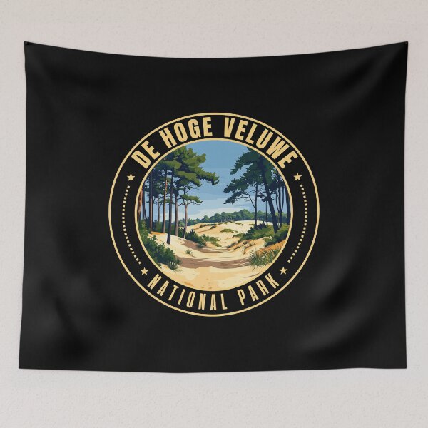 Item preview, De Hoge Veluwe National Park in Gelderland Netherlands Retro Travel Art Emblem designed and sold by MaateoDesign.