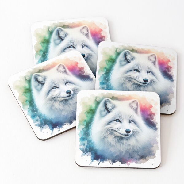 Item preview, Cute Artic Fox Colorful Watercolor Portrait designed and sold by MaedK.