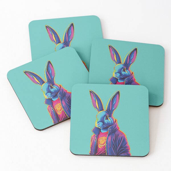 Item preview, Vibrant Neon Rabbit in Stylish Attire designed and sold by mozizy.