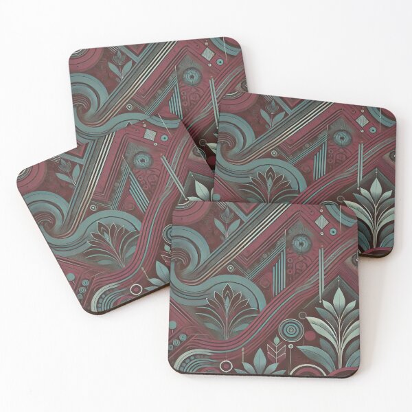 Item preview, Red and turquoise pattern designed and sold by snoWorkshop.
