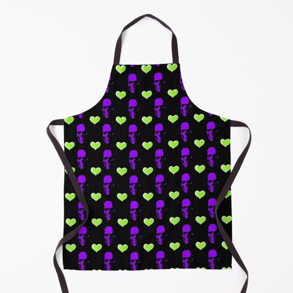 Aperçu de l'œuvre Neon pattern with green hearts and purple skulls créée et vendue par Topmel.