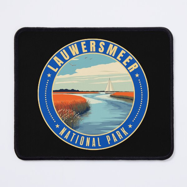 Item preview, Lauwersmeer National Park in Friesland Netherlands Retro Travel Art Emblem designed and sold by MaateoDesign.