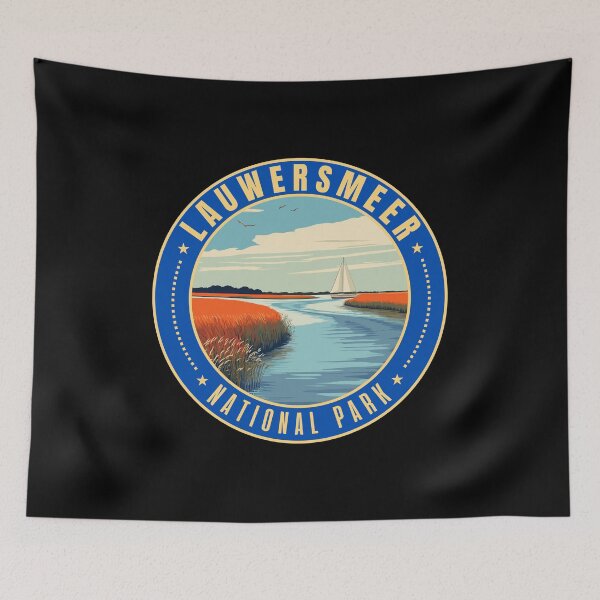 Item preview, Lauwersmeer National Park in Friesland Netherlands Retro Travel Art Emblem designed and sold by MaateoDesign.