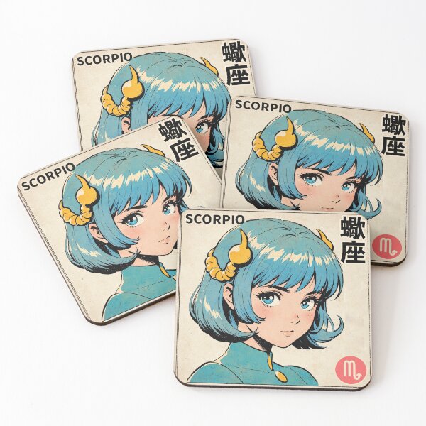 Item preview, Scorpio Zodiac Sign Pretty Anime Girl Vintage Postage Stamp Retro Aesthetic designed and sold by onlyanimevibes.