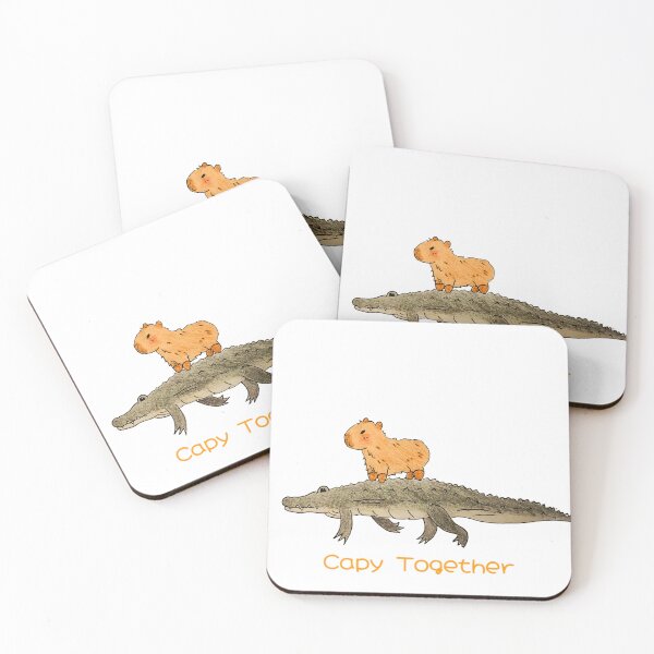 Item preview, Capybara and Crocodile Capy Together Hand Drawn Style Art designed and sold by Capyprint.