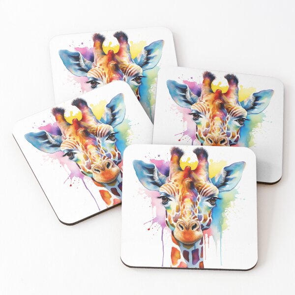 Artikelvorschau, Aquarell Tropf Malerei Regenbogen Giraffe entworfen und verkauft von StudioKaufmann.