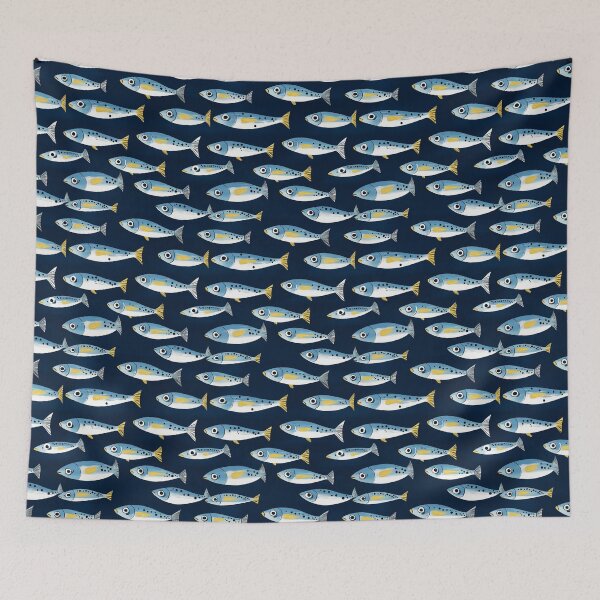 Item preview, Cute Blue Sardines Pattern designed and sold by sheprint.