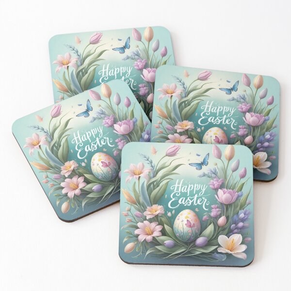 Item preview, Happy Easter Bunny and colorful Easter eggs and flowers V9 designed and sold by DreamingAwake1.