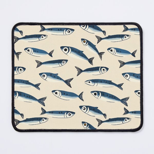 Item preview, Sardines Beige Blue Pattern designed and sold by sheprint.