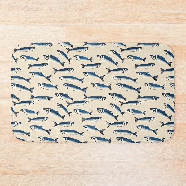 Item preview, Sardines Beige Blue Pattern designed and sold by sheprint.