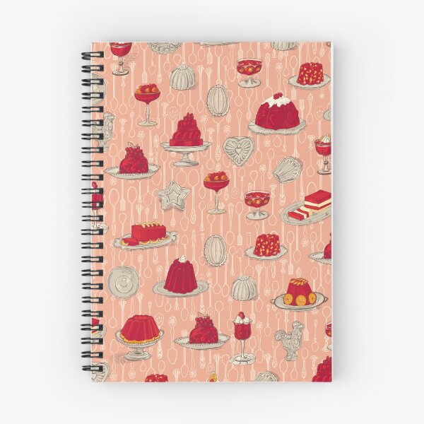 Item preview, red Jello desserts and spoons pattern designed and sold by Valerie Hamill.