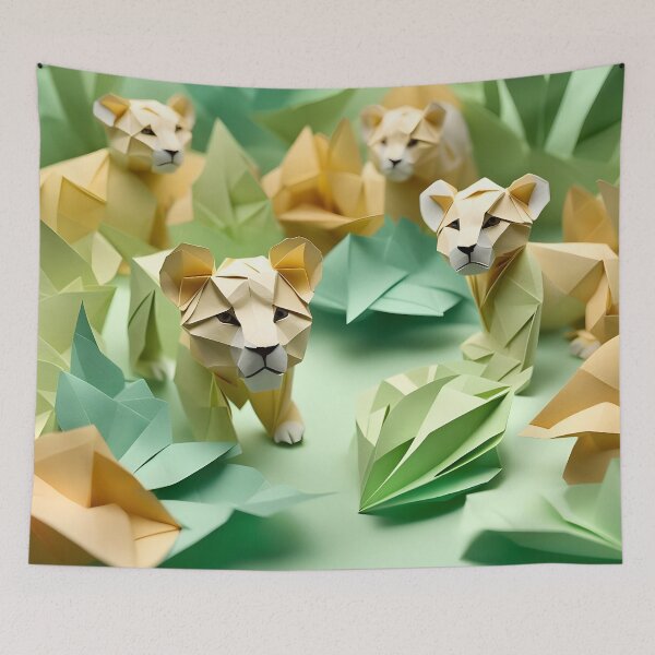 Item preview, Origami Art - Jungle Royals: Playful Lion Cubs designed and sold by ArtfulFolds.