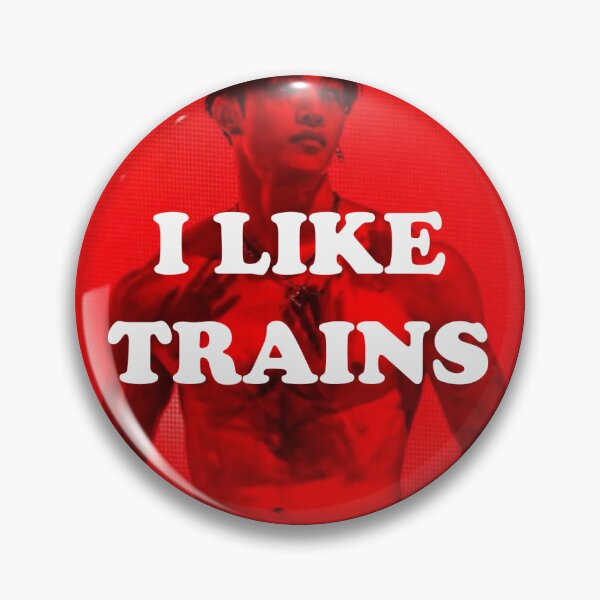 Artikel-Vorschau von 'I Like Trains' klein rund - rote Variante, designt und verkauft von StayStitchCreations.