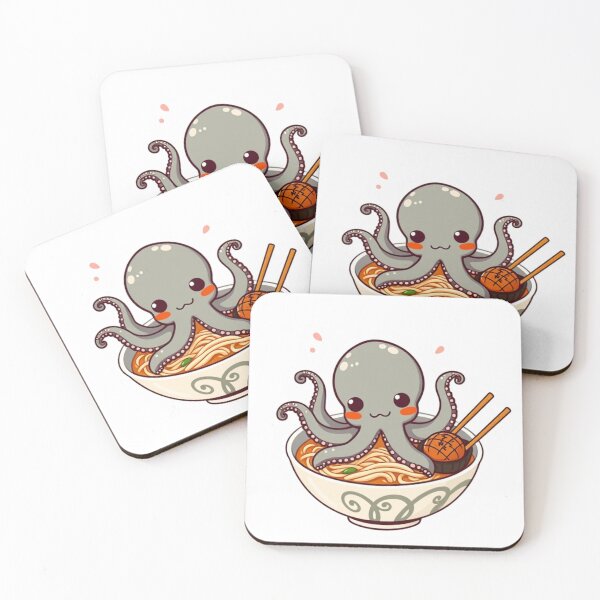 Item preview, Cute Octopus in Ramen Noodle with Takoyaki Vector Illustration designed and sold by hjian8219.