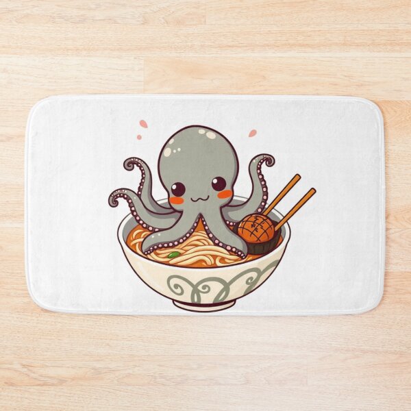 Item preview, Cute Octopus in Ramen Noodle with Takoyaki Vector Illustration designed and sold by hjian8219.