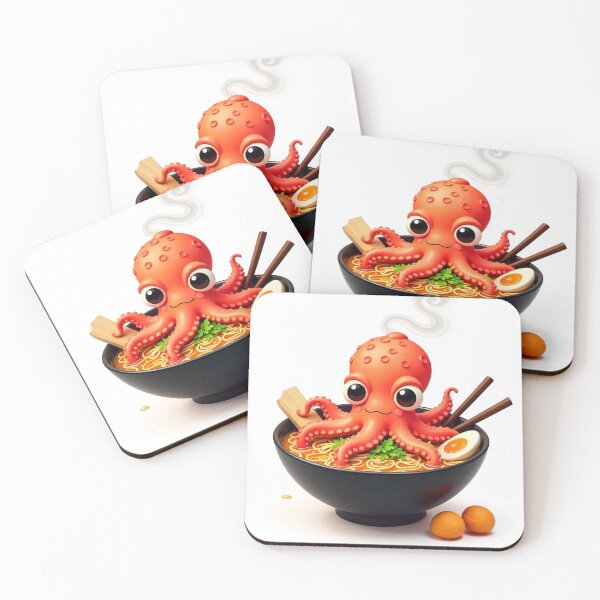 Item preview, Cute Octopus in Ramen Noodle with Takoyaki Vector Illustration designed and sold by hjian8219.