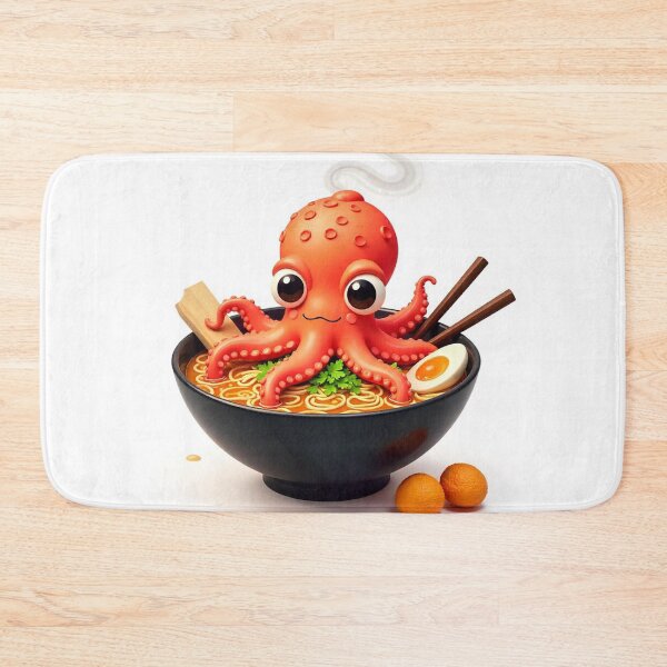 Item preview, Cute Octopus in Ramen Noodle with Takoyaki Vector Illustration designed and sold by hjian8219.